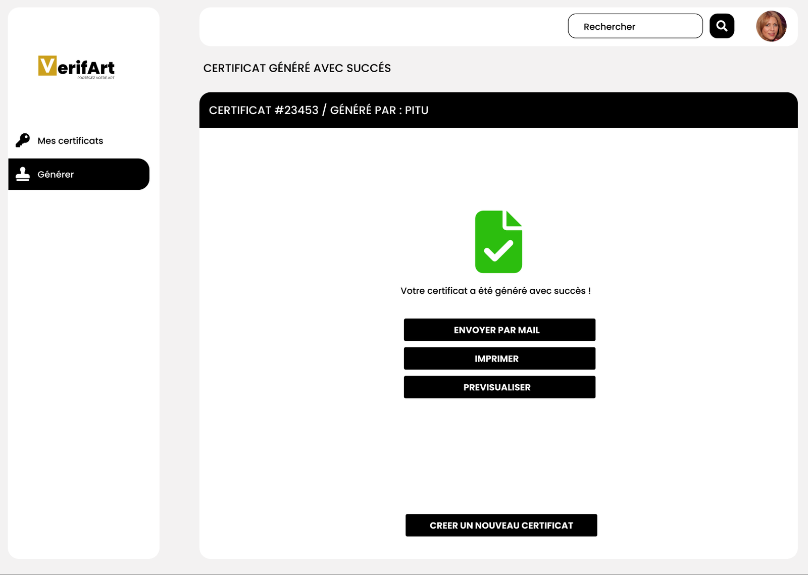 générateur certificat authenticité